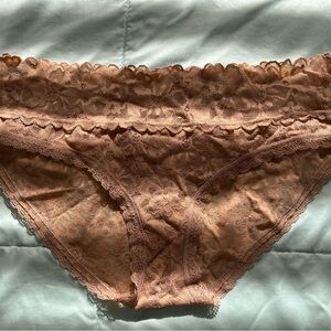 Victoria's Secret Tan Bikini Panties with Scalloped Lace Trim